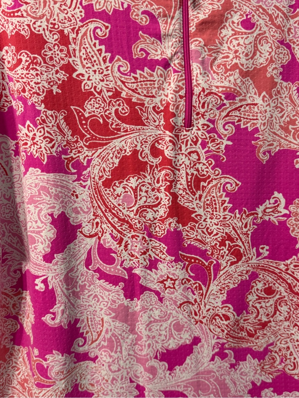 IBKUL UPF50+ Pascha Print Pink Short Sleeve Golf Quarter Zip Women’s Top Size XL - Picture 3 of 10